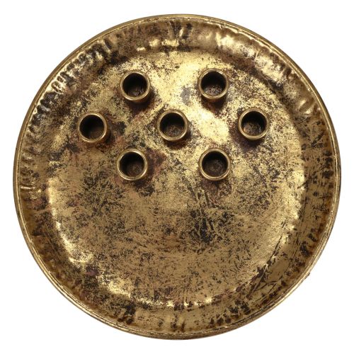 Floristik24 Kerzenteller Metall Vintage Gold Stabkerzenhalter Ø30cm