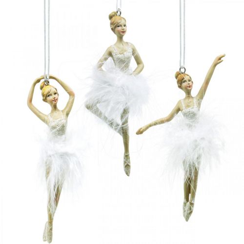 Baumschmuck Adventsdeko Ballerina Anhänger H12/12,5cm 3St