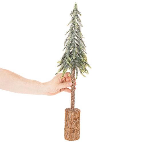 Künstliche Tanne 60cm mit Schneeoptik und Holzsockel | Floristik24.ch