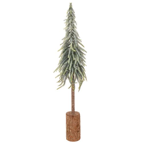Tannenbaum künstlich geeist mit Holzsockel 75 cm für Winterdekoration