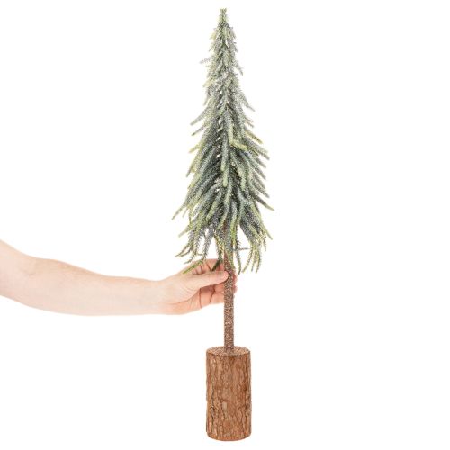 Tannenbaum künstlich geeist mit Holzsockel 75 cm für Winterdekoration | Floristik24.ch