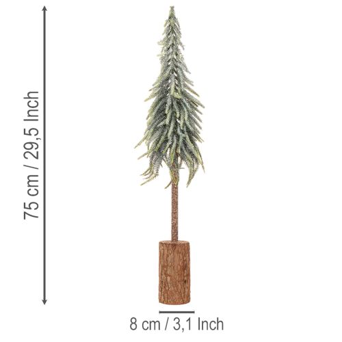 Tannenbaum künstlich geeist mit Holzsockel 75 cm für Winterdekoration | Floristik24.ch