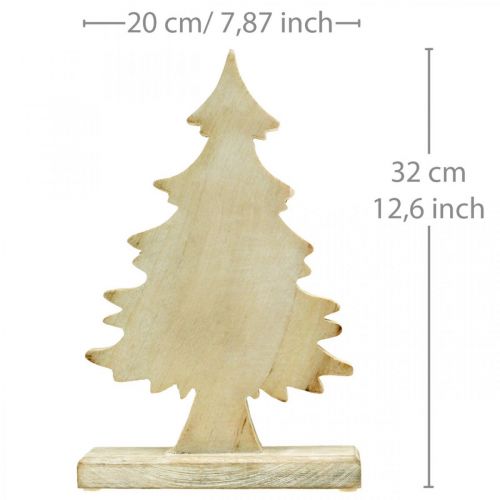 Floristik24 Deko Tannenbaum Holz Weiß gewaschen Tischdeko Advent 32×20×5,5cm