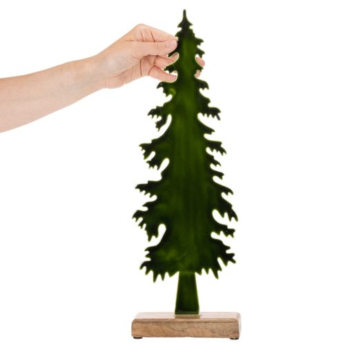 Deko Tannenbaum Metall grün auf Holzfuss 46cm Tischdekoration Weihnachten | Floristik24.ch