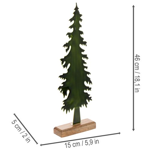 Deko Tannenbaum Metall grün auf Holzfuss 46cm Tischdekoration Weihnachten | Floristik24.ch