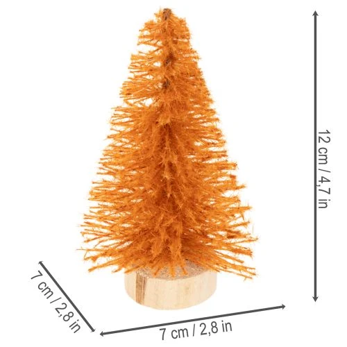 Miniatur-Tannenbaum Tischdeko 12 cm, Grün Rot Orange, 6er-Set, künstlich auf Holzsockel | Floristik24.ch