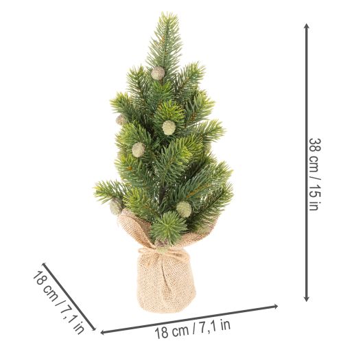 Künstlicher Mini-Weihnachtsbaum im Jutesack, 38 cm, für Innenräume | Floristik24.ch