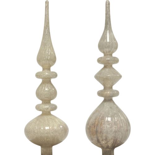 Floristik24 Tannenbaumspitze Christbaumspitze Glas Weißglas Silber 34cm 1St