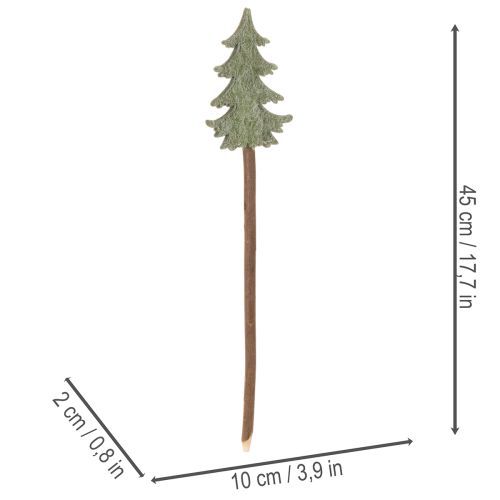 Deko Tannenbaum auf Holzstab 45 cm, Set aus 6, grau und grün | Floristik24.ch