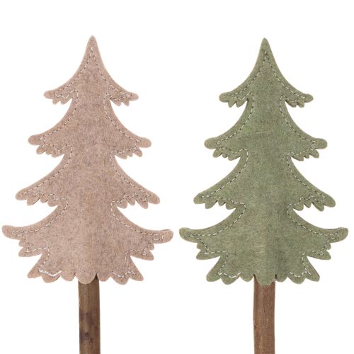 Deko Tannenbaum auf Holzstab 45 cm, Set aus 6, grau und grün | Floristik24.ch