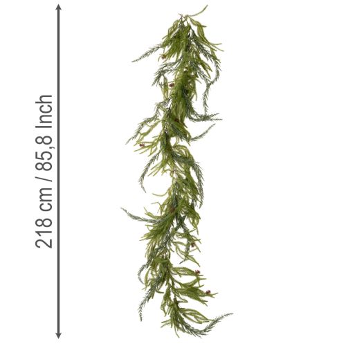 Nadelzweig-Girlande aus Kunststoff mit Zapfen, 218 cm, grün | Floristik24.ch