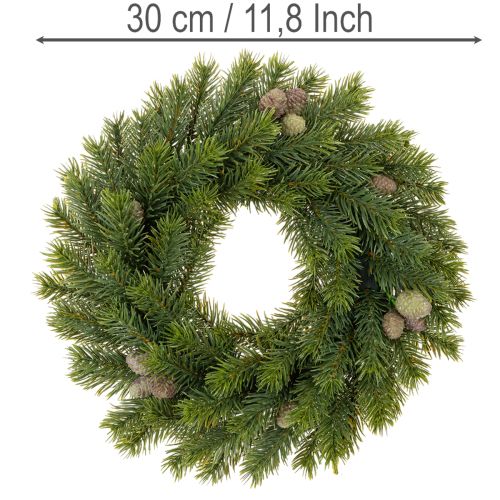 Künstlicher Tannenzweigkranz mit Zapfen 30cm Grün | Floristik24.ch