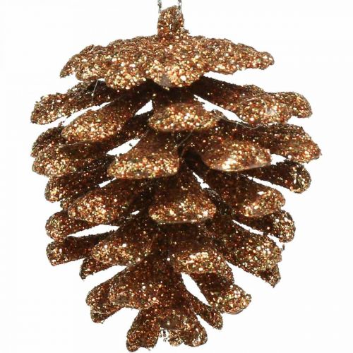 Floristik24 Christbaumschmuck Deko Zapfen Glitter Kupfer H7cm 6St