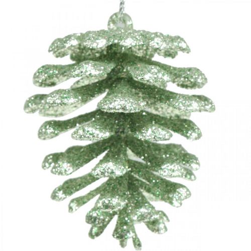 Floristik24 Christbaumschmuck Deko Zapfen Glitter Mint H7cm 6St