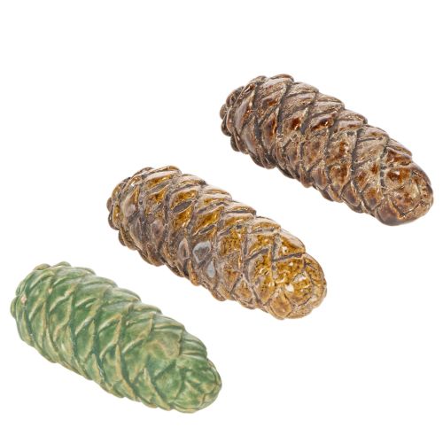 Tannenzapfenkeramik 14cm 3er-Set grün und braun für Herbstdeko online kaufen | Floristik24.ch