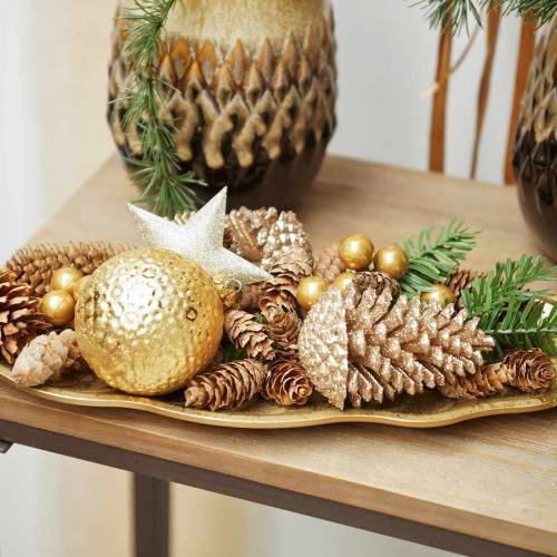 Artikel Tannenzapfen Gold, Glitter 13cm 4 St Christbaumschmuck