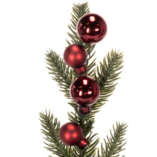 Künstlicher Tannenzweig mit roten Weihnachtskugeln 48 cm 2er Set | Floristik24.ch