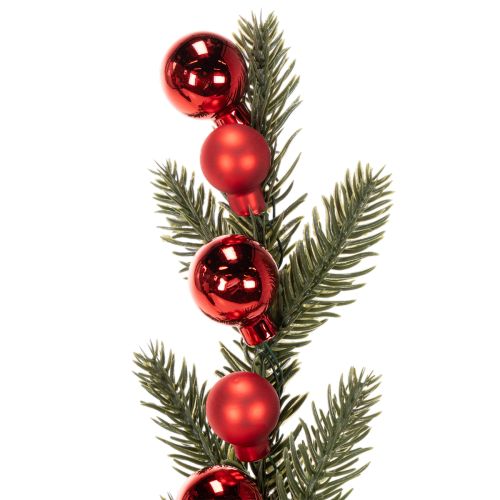 Künstlicher Tannenzweig mit roten Weihnachtskugeln 48 cm 2er Set | Floristik24.ch