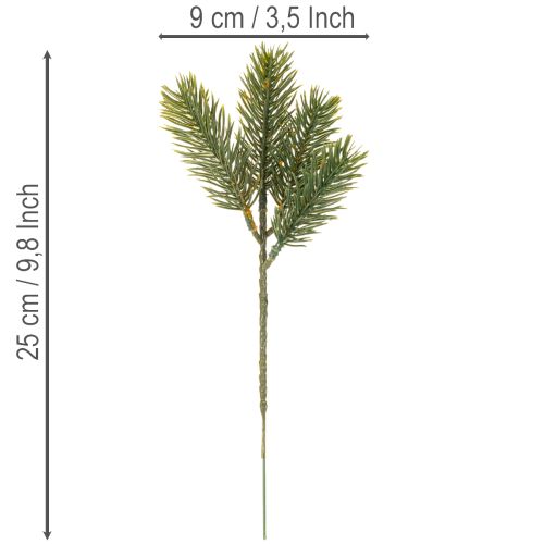 Künstlicher Tannenzweig aus grünem Kunststoff für winterliche Dekorationen 25 cm, 24 Stück | Floristik24.ch