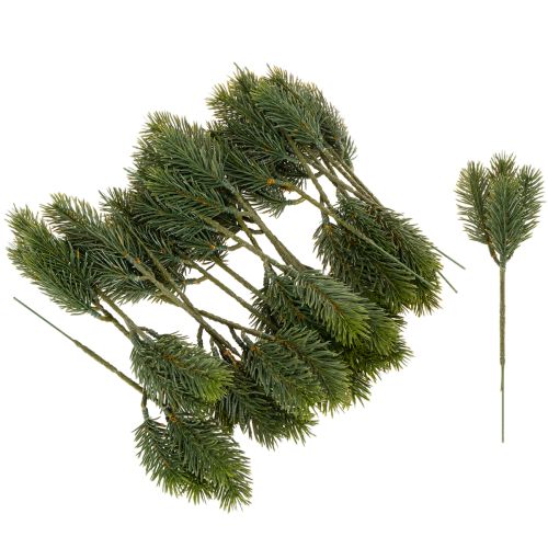 Künstlicher Tannenzweig aus grünem Kunststoff für winterliche Dekorationen 25 cm, 24 Stück | Floristik24.ch