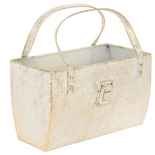 Goldfarbene Metalltasche Dekogefäss rechteckig 26 cm für Innenbereich online kaufen | Floristik24.ch