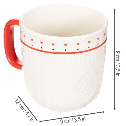 Kaffeetasse 9cm Keramik mit rotem Henkel und Herzmotiv 2er-Set | Floristik24.ch