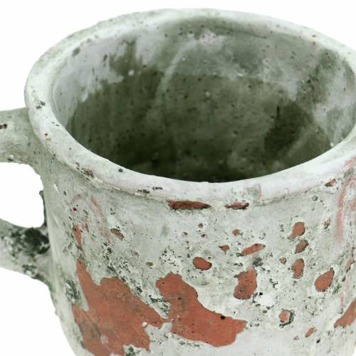Floristik24 Pflanztopf Übertopf Tasse Vintage Grau, Natur Ton Ø8,5cm H8cm 4St