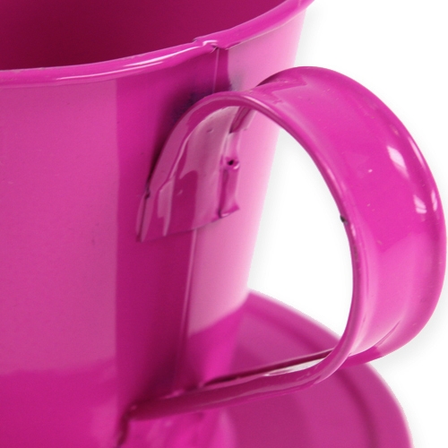 Floristik24 Deko-Tasse mit Teller sort. Ø12cm H10cm 8St.