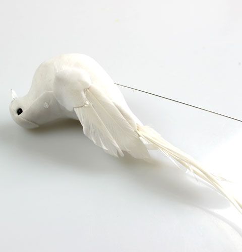 Floristik24 Deko-Tauben am Draht Weiß 16cm 4St