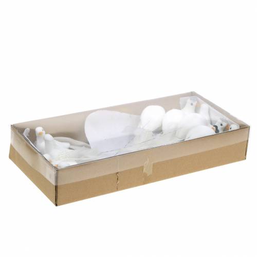 Floristik24 Taubenpärchen am Draht Weiß 4-4,5cm 6Paare