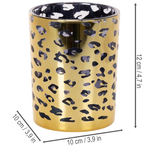 Windlicht Glas Leopardenmuster Gold für Tischdekoration 12 cm | Floristik24.ch