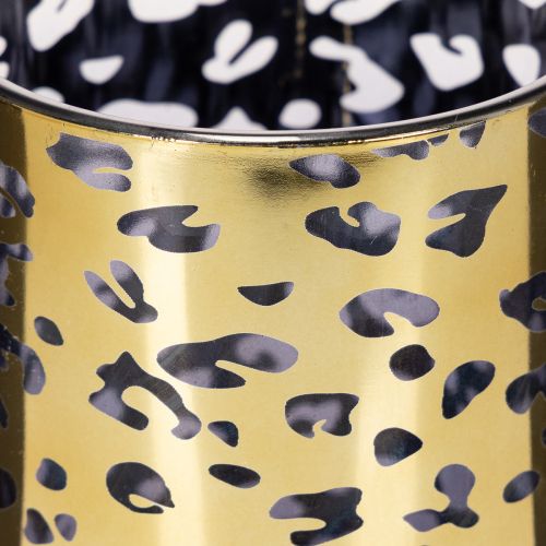 Windlicht Glas Leopardenmuster Gold für Tischdekoration 12 cm | Floristik24.ch