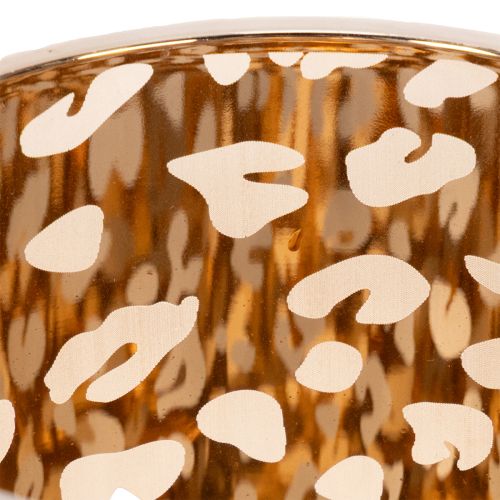 Windlicht aus Glas mit Leopardenmuster, 12 cm, gold-silbern | Floristik24.ch