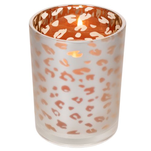Windlicht aus Glas mit Leopardenmuster, 12 cm, gold-silbern | Floristik24.ch