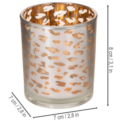 Windlicht aus Glas mit Leopardenmuster, zweifarbig, 8 cm | Floristik24.ch