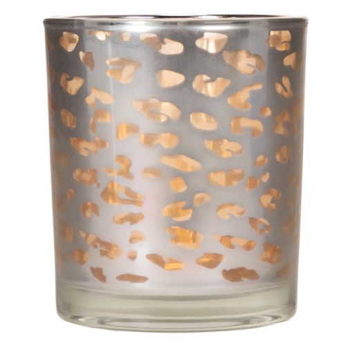 Windlicht aus Glas mit Leopardenmuster, zweifarbig, 8 cm | Floristik24.ch