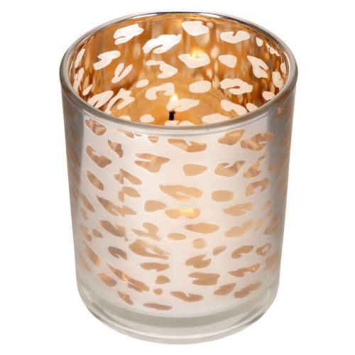 Windlicht aus Glas mit Leopardenmuster, zweifarbig, 8 cm | Floristik24.ch