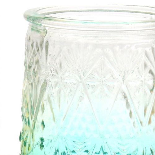 Floristik24 Teelichtglas Orange/Gelb/Türkis Ø8cm 3St