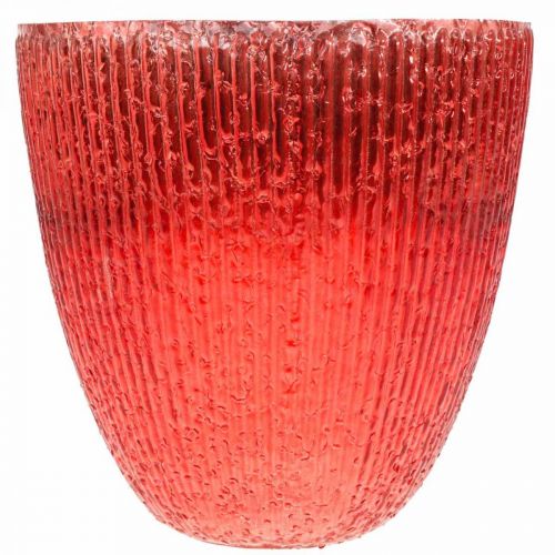 Floristik24 Kerzenglas Windlicht Rot Glas Deko Vase Ø21cm H21,5cm
