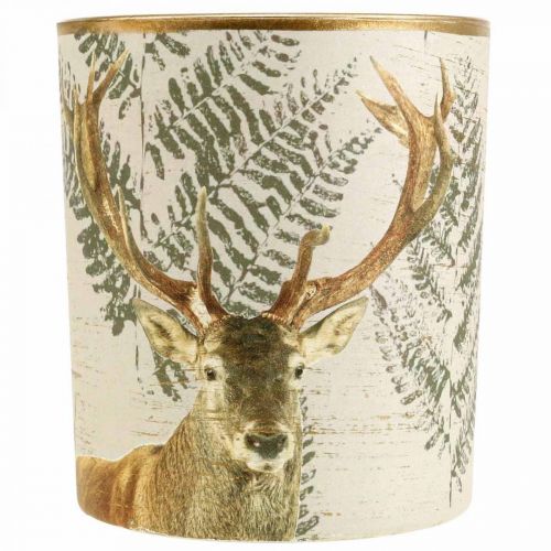 Floristik24 Windlicht Glas Teelichthalter Kerzenglas Hirsch 10cm Ø9cm