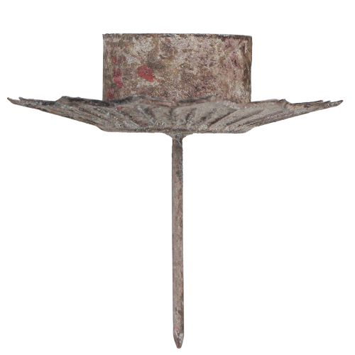 Floristik24 Teelichthalter Vintage Teelicht zum Stecken Grau Ø9cm H8,5cm 4 St