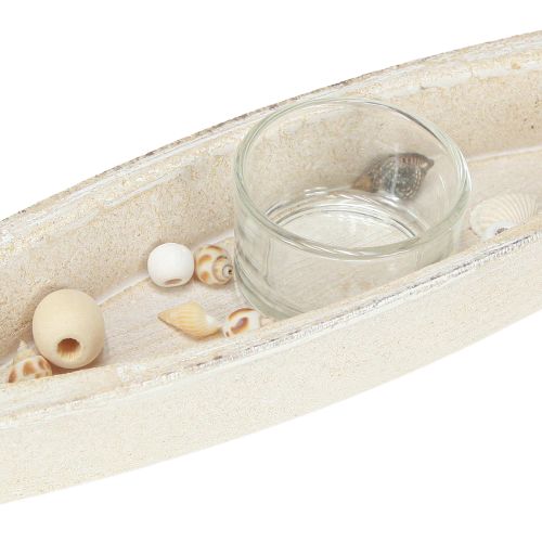 Artikel Teelichthalter maritim Teelicht Boot Holz Sortiert 31×6,5cm 2St