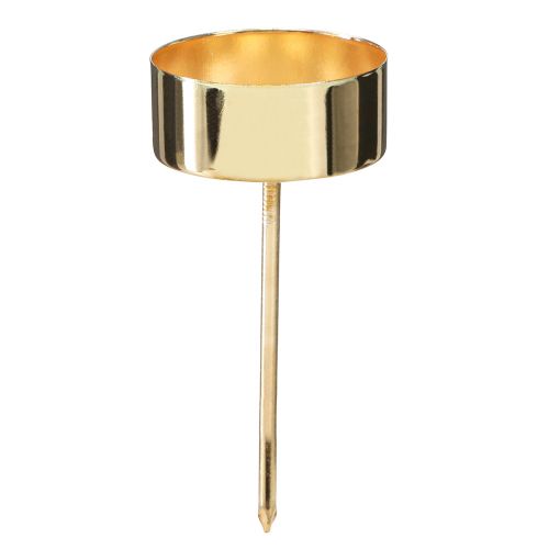 Floristik24 Teelichthalter zum Stecken Metall Gold H9cm 8 St
