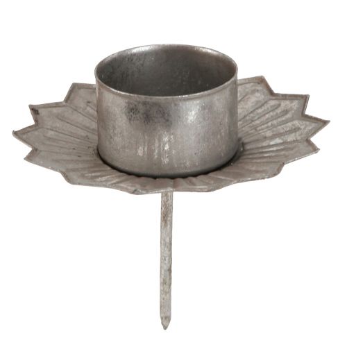 Artikel Teelichthalter zum Stecken Silbern Metall Ø9cm H9cm 4St