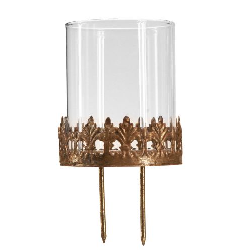 Teelichthalter zum Stecken mit Kerzenglas Gold Ø7cm 4 St