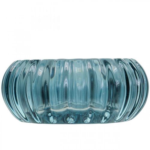 Floristik24 Teelichthalter Glas Kerzenhalter Rund Blau Ø8cm H3,5cm