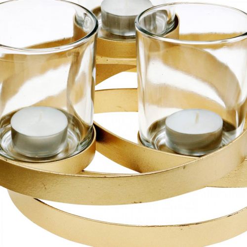 Floristik24 Adventskerzenhalter Metall Rund Golden mit 4 Gläsern 34×26×18cm