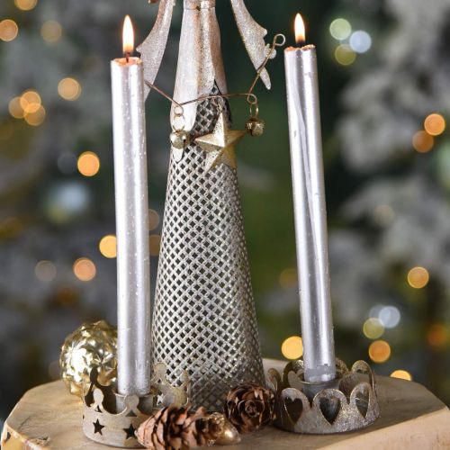 Floristik24 Kerzenhalter Metall für Stabkerzen Antik Optik Gold Ø7cm 4St