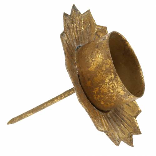 Floristik24 Teelichthalter zum Stecken Metall in Gold Ø9cm H9cm 4St