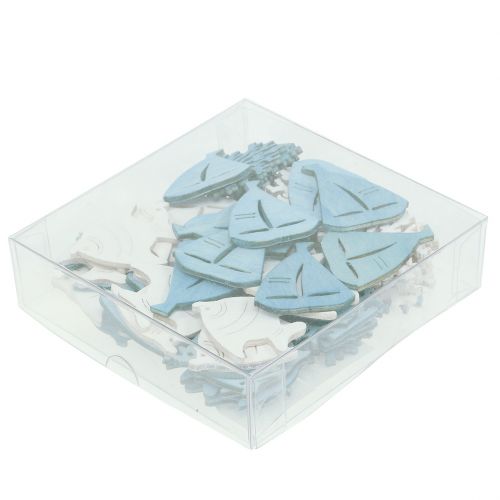 Floristik24 Tischdeko Fisch, Koralle, Boot Hellblau-Weiß 72 St